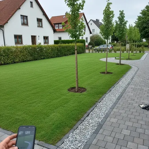 Gepflegter Vorgarten mit Beeten
